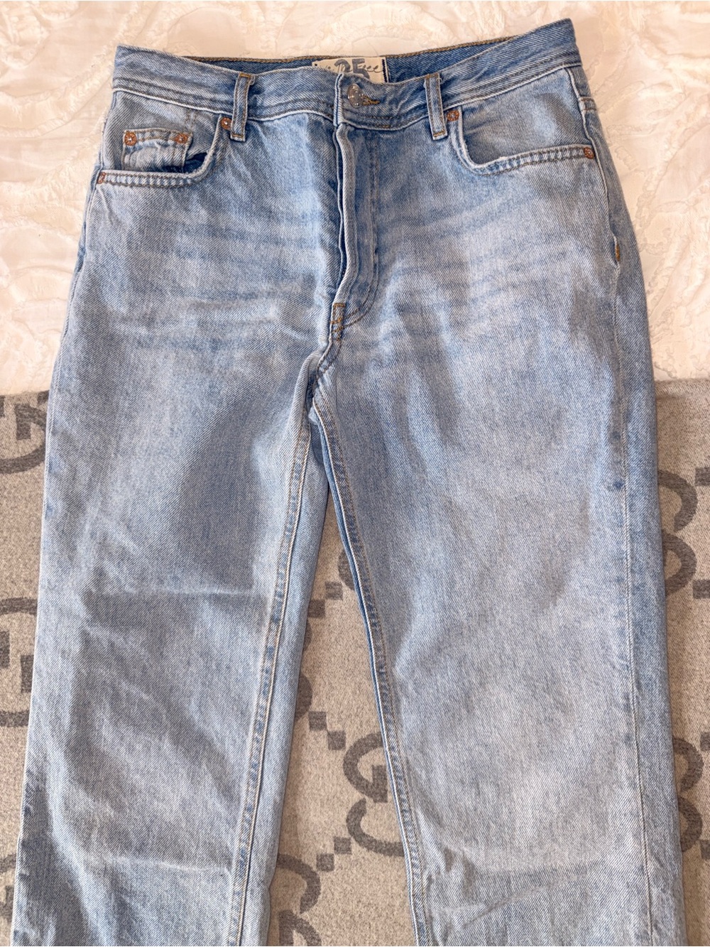 Free People We the Free Light Blue Straight-Leg Jeans - Picture 2 of 11